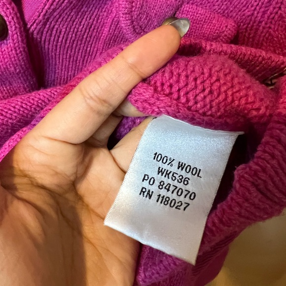 Boden Military Cardigan Sweater Size 12 Magenta Pink 100% Wool Pockets - Picture 4 of 4